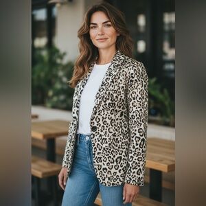 CHICO’S Leopard Cheetah Animal Print Blazer